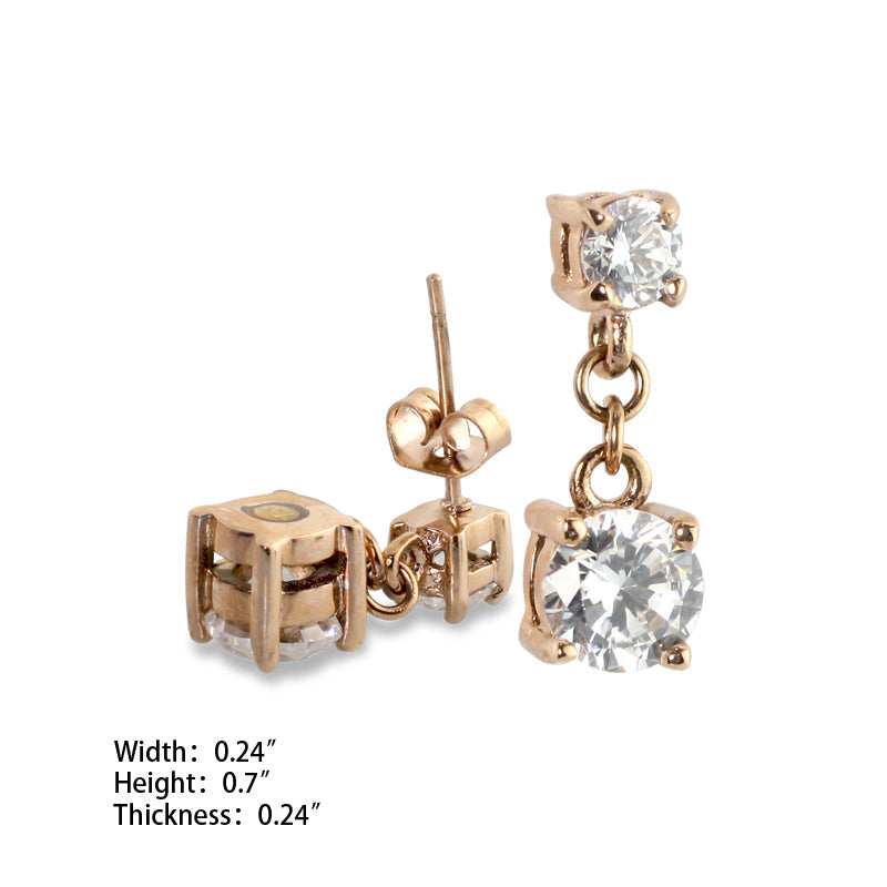 2 CZ Rose Gold Earrings (SS) - view 2