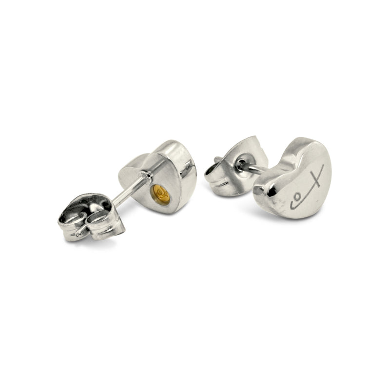 Tiny Heart Stud Earrings (SS) - view 3