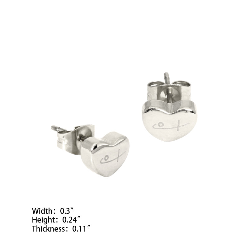 Tiny Heart Stud Earrings (SS) - view 2