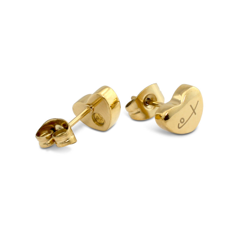 Tiny Heart Stud Earrings Gold (SS) - view 3