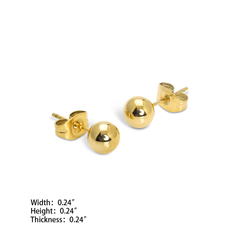 6mm Ball Stud Earrings Gold (SS) - view 2