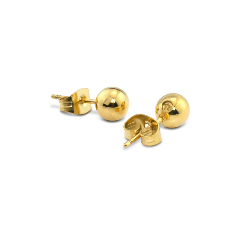 6mm Ball Stud Earrings Gold (SS) - view 3