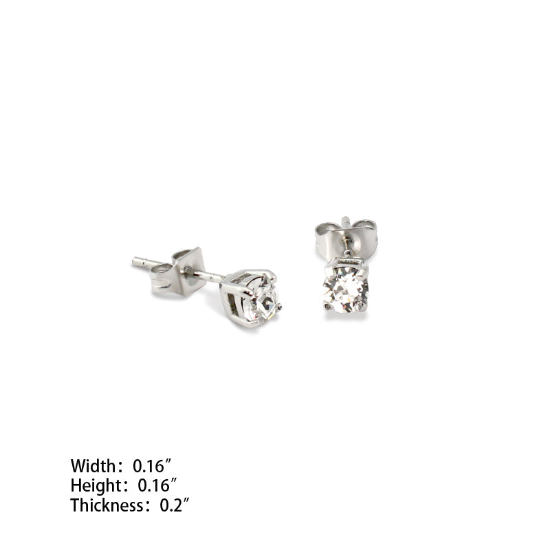 Solitaire Stud Earrings 4mm (SS) - view 7