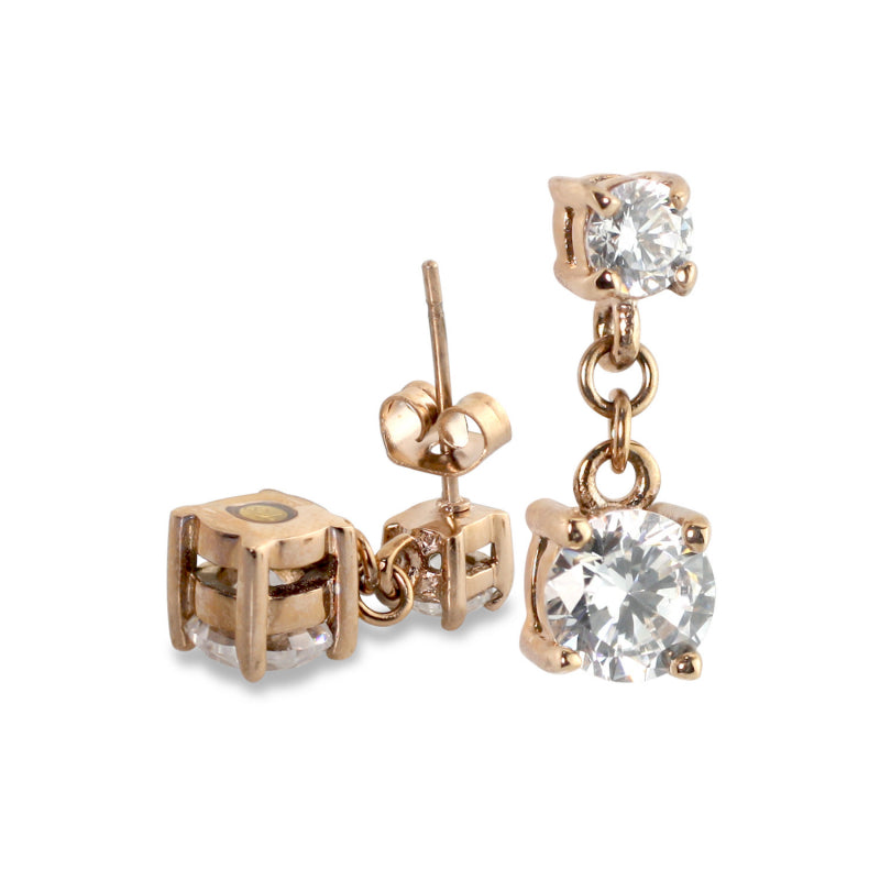 2 CZ Rose Gold Earrings (SS) - main